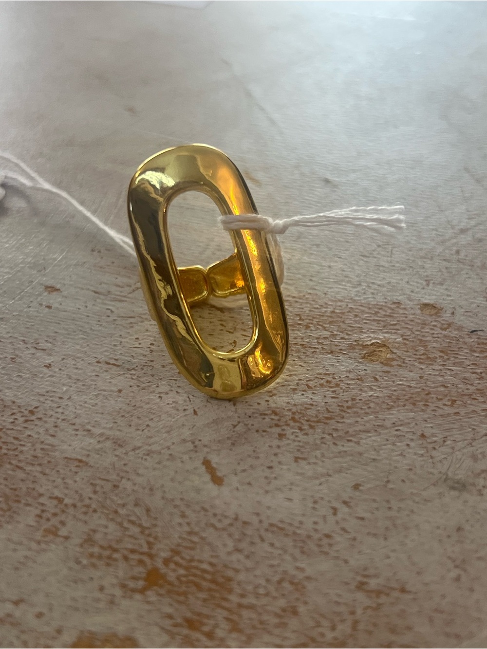Source Unknown Shiny Gold Oval Statement Ring - Women Accessories